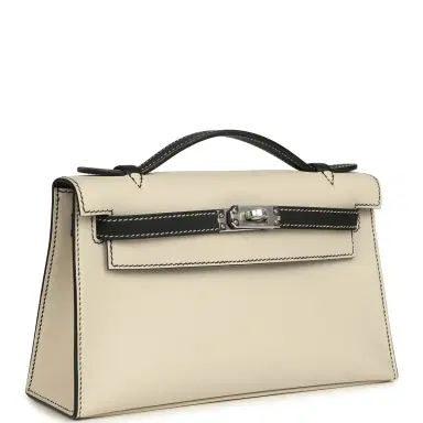 HERMÈS Hermes Special Order (HSS) Kelly Pochette Beton and Black Swift Palladium Hardware | Thumbnail 2 HERMÈS Hermes Special Order (HSS) Kelly Pochette Beton and Black Swift Palladium Hardware | Thumbnail 2