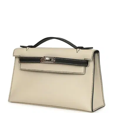 HERMÈS Hermes Special Order (HSS) Kelly Pochette Beton and Black Swift Palladium Hardware | Thumbnail 5 HERMÈS Hermes Special Order (HSS) Kelly Pochette Beton and Black Swift Palladium Hardware | Thumbnail 5