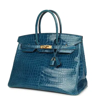 HERMÈS Pre-owned Hermes Birkin 35 Mykonos Shiny Porosus Crocodile Gold Hardware | Thumbnail 5 HERMÈS Pre-owned Hermes Birkin 35 Mykonos Shiny Porosus Crocodile Gold Hardware | Thumbnail 5