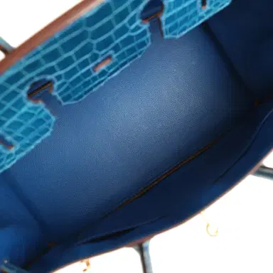 HERMÈS Pre-owned Hermes Birkin 35 Mykonos Shiny Porosus Crocodile Gold Hardware | Thumbnail 8 HERMÈS Pre-owned Hermes Birkin 35 Mykonos Shiny Porosus Crocodile Gold Hardware | Thumbnail 8
