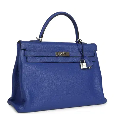 HERMÈS Pre-owned Hermes Kelly Retourne 35 Bleu Electric Togo Palladium Hardware | Thumbnail 2 HERMÈS Pre-owned Hermes Kelly Retourne 35 Bleu Electric Togo Palladium Hardware | Thumbnail 2