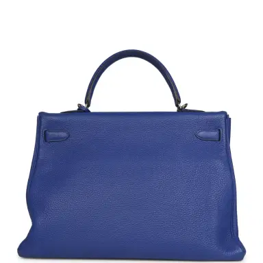 HERMÈS Pre-owned Hermes Kelly Retourne 35 Bleu Electric Togo Palladium Hardware | Thumbnail 4 HERMÈS Pre-owned Hermes Kelly Retourne 35 Bleu Electric Togo Palladium Hardware | Thumbnail 4