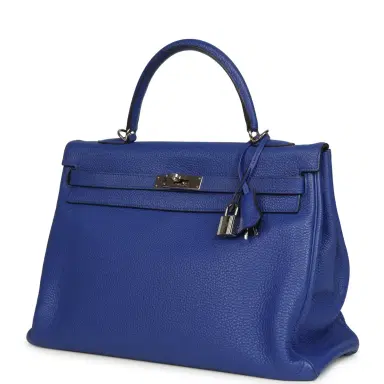 HERMÈS Pre-owned Hermes Kelly Retourne 35 Bleu Electric Togo Palladium Hardware | Thumbnail 5 HERMÈS Pre-owned Hermes Kelly Retourne 35 Bleu Electric Togo Palladium Hardware | Thumbnail 5