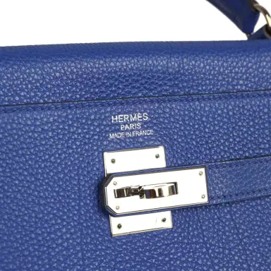 HERMÈS Pre-owned Hermes Kelly Retourne 35 Bleu Electric Togo Palladium Hardware | Thumbnail 7 HERMÈS Pre-owned Hermes Kelly Retourne 35 Bleu Electric Togo Palladium Hardware | Thumbnail 7