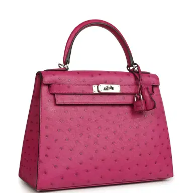 HERMÈS Pre-owned Hermes Kelly Sellier 28 Rose Poupre Ostrich Palladium Hardware | Thumbnail 2 HERMÈS Pre-owned Hermes Kelly Sellier 28 Rose Poupre Ostrich Palladium Hardware | Thumbnail 2