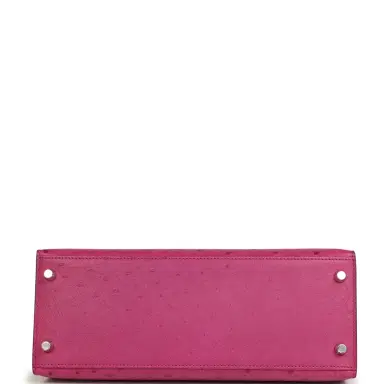 HERMÈS Pre-owned Hermes Kelly Sellier 28 Rose Poupre Ostrich Palladium Hardware | Thumbnail 6 HERMÈS Pre-owned Hermes Kelly Sellier 28 Rose Poupre Ostrich Palladium Hardware | Thumbnail 6