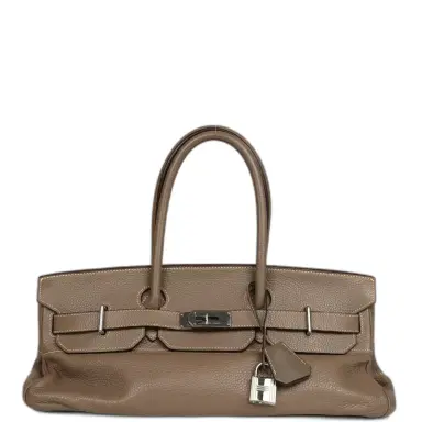 HERMÈS Vintage Hermes Shoulder Birkin 42 JPG Etoupe Clemence Palladium Hardware | Thumbnail 1 HERMÈS Vintage Hermes Shoulder Birkin 42 JPG Etoupe Clemence Palladium Hardware | Thumbnail 1