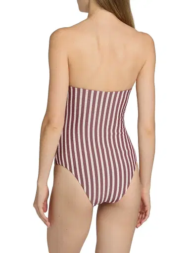 SIMKHAI Women's Ottilie Striped One-Piece Swimsuit - Oxblood Stripe | Thumbnail 4 SIMKHAI Women's Ottilie Striped One-Piece Swimsuit - Oxblood Stripe | Thumbnail 4