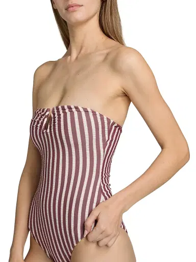 SIMKHAI Women's Ottilie Striped One-Piece Swimsuit - Oxblood Stripe | Thumbnail 6 SIMKHAI Women's Ottilie Striped One-Piece Swimsuit - Oxblood Stripe | Thumbnail 6