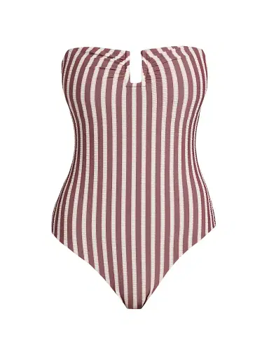 SIMKHAI Women's Ottilie Striped One-Piece Swimsuit - Oxblood Stripe | Thumbnail 1 SIMKHAI Women's Ottilie Striped One-Piece Swimsuit - Oxblood Stripe | Thumbnail 1