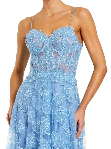 Mac Duggal Women's Floral Mesh Sweetheart A-Line Gown - Powder Blue | Thumbnail 3 Mac Duggal Women's Floral Mesh Sweetheart A-Line Gown - Powder Blue | Thumbnail 3