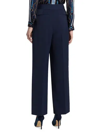 Elie Tahari Women's The Sarah Pleated-Front Straight-Leg Pants - Navy | Thumbnail 5 Elie Tahari Women's The Sarah Pleated-Front Straight-Leg Pants - Navy | Thumbnail 5