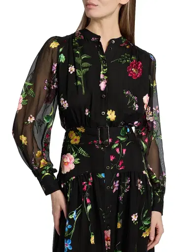 Elie Tahari Women's The Janice Floral Midi-Shirtdress - Noir Denim Garden | Thumbnail 6 Elie Tahari Women's The Janice Floral Midi-Shirtdress - Noir Denim Garden | Thumbnail 6