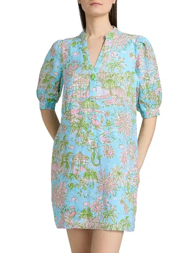 Lilly Pulitzer Women's Mialeigh Linen Shift Dress - Fresh Water Blue - Size 14 | Thumbnail 3 Lilly Pulitzer Women's Mialeigh Linen Shift Dress - Fresh Water Blue - Size 14 | Thumbnail 3