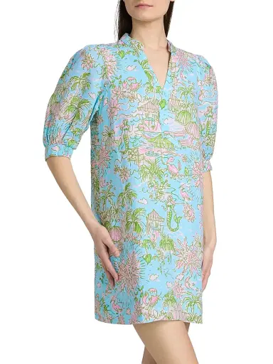 Lilly Pulitzer Women's Mialeigh Linen Shift Dress - Fresh Water Blue - Size 14 | Thumbnail 4 Lilly Pulitzer Women's Mialeigh Linen Shift Dress - Fresh Water Blue - Size 14 | Thumbnail 4