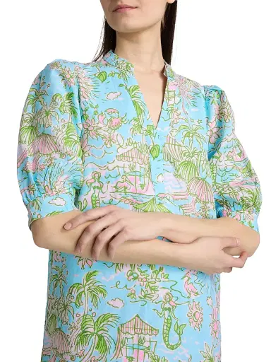 Lilly Pulitzer Women's Mialeigh Linen Shift Dress - Fresh Water Blue - Size 14 | Thumbnail 6 Lilly Pulitzer Women's Mialeigh Linen Shift Dress - Fresh Water Blue - Size 14 | Thumbnail 6