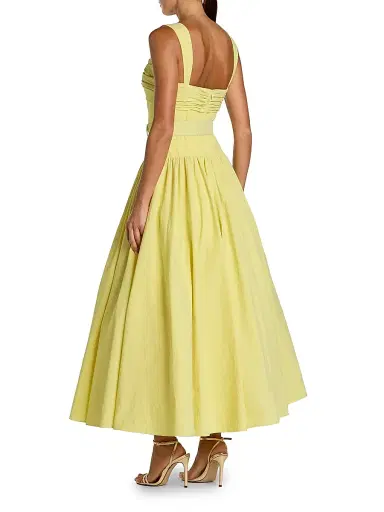 Mac Duggal Women's Faille Fit & Flare Belted Midi-Dress - Buttercup | Thumbnail 2 Mac Duggal Women's Faille Fit & Flare Belted Midi-Dress - Buttercup | Thumbnail 2
