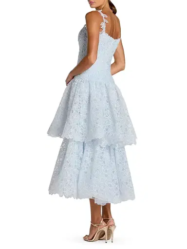Mac Duggal Women's Lace Tiered Fit & Flare Midi-Dress - Powder Blue | Thumbnail 2 Mac Duggal Women's Lace Tiered Fit & Flare Midi-Dress - Powder Blue | Thumbnail 2
