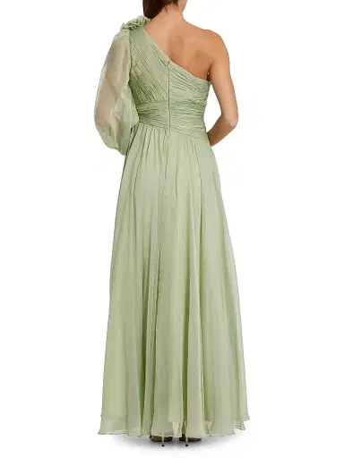 Mac Duggal Women's Appliqué Chiffon One-Sleeve Gown - Sage - Size 14 | Thumbnail 2 Mac Duggal Women's Appliqué Chiffon One-Sleeve Gown - Sage - Size 14 | Thumbnail 2