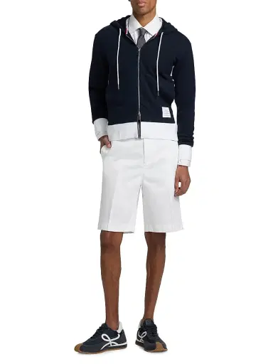 Thom Browne Men's Utility Cotton Twill Chino Shorts - White - Size XXL | Thumbnail 2 Thom Browne Men's Utility Cotton Twill Chino Shorts - White - Size XXL | Thumbnail 2