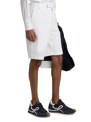 Thom Browne Men's Utility Cotton Twill Chino Shorts - White - Size XXL | Thumbnail 4 Thom Browne Men's Utility Cotton Twill Chino Shorts - White - Size XXL | Thumbnail 4