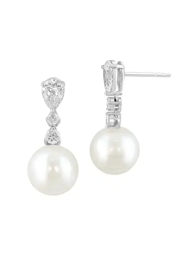 Saks Fifth Avenue Collection Women's 18K White Gold & 1.28 TCW Lab-Grown Diamond Drop Earrings - White Gold | Thumbnail 3 Saks Fifth Avenue Collection Women's 18K White Gold & 1.28 TCW Lab-Grown Diamond Drop Earrings - White Gold | Thumbnail 3