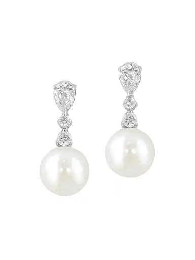 Saks Fifth Avenue Collection Women's 18K White Gold & 1.28 TCW Lab-Grown Diamond Drop Earrings - White Gold | Thumbnail 1 Saks Fifth Avenue Collection Women's 18K White Gold & 1.28 TCW Lab-Grown Diamond Drop Earrings - White Gold | Thumbnail 1