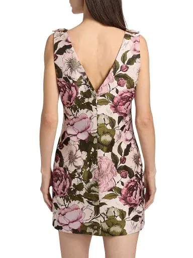 Milly Women's Lane Floral Jacquard Minidress - Pink Green | Thumbnail 5 Milly Women's Lane Floral Jacquard Minidress - Pink Green | Thumbnail 5