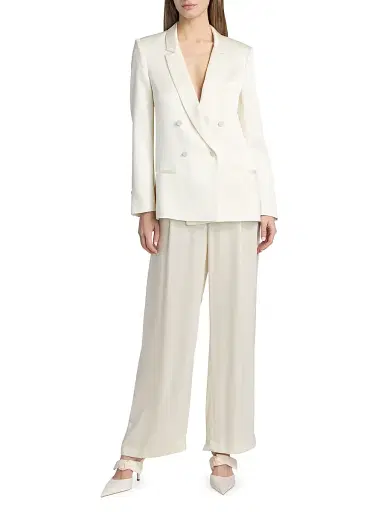 Lapointe Women's Satin Double-Breasted Blazer - Cream - Size 14 | Thumbnail 2 Lapointe Women's Satin Double-Breasted Blazer - Cream - Size 14 | Thumbnail 2