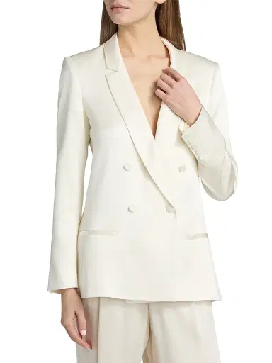 Lapointe Women's Satin Double-Breasted Blazer - Cream - Size 14 | Thumbnail 3 Lapointe Women's Satin Double-Breasted Blazer - Cream - Size 14 | Thumbnail 3