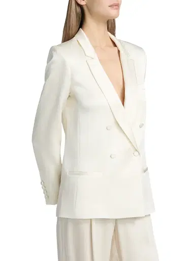 Lapointe Women's Satin Double-Breasted Blazer - Cream - Size 14 | Thumbnail 4 Lapointe Women's Satin Double-Breasted Blazer - Cream - Size 14 | Thumbnail 4