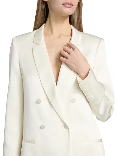 Lapointe Women's Satin Double-Breasted Blazer - Cream - Size 14 | Thumbnail 6 Lapointe Women's Satin Double-Breasted Blazer - Cream - Size 14 | Thumbnail 6