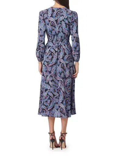 Shoshanna Women's Kendall Belted Paisley A-Line Midi-Dress - Violet Multi | Thumbnail 3 Shoshanna Women's Kendall Belted Paisley A-Line Midi-Dress - Violet Multi | Thumbnail 3