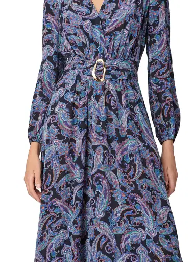 Shoshanna Women's Kendall Belted Paisley A-Line Midi-Dress - Violet Multi | Thumbnail 4 Shoshanna Women's Kendall Belted Paisley A-Line Midi-Dress - Violet Multi | Thumbnail 4