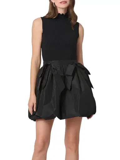 Shoshanna Women's Brandy Mixed-Media Minidress - Jet | Thumbnail 2 Shoshanna Women's Brandy Mixed-Media Minidress - Jet | Thumbnail 2