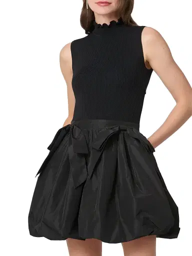 Shoshanna Women's Brandy Mixed-Media Minidress - Jet | Thumbnail 4 Shoshanna Women's Brandy Mixed-Media Minidress - Jet | Thumbnail 4