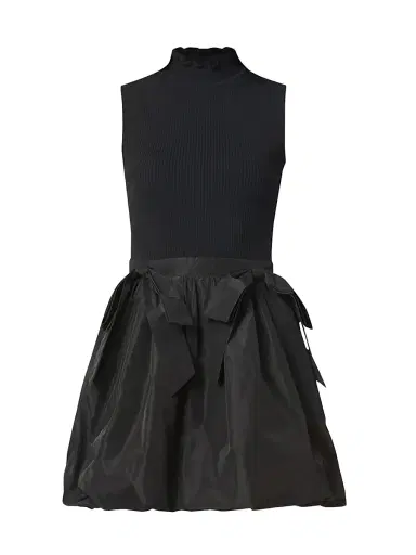 Shoshanna Women's Brandy Mixed-Media Minidress - Jet | Thumbnail 1 Shoshanna Women's Brandy Mixed-Media Minidress - Jet | Thumbnail 1