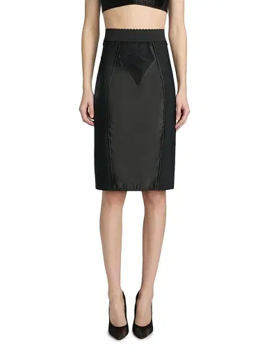 Dolce & Gabbana Women's Lace-Panel Pencil Skirt - Nero | Thumbnail 3 Dolce & Gabbana Women's Lace-Panel Pencil Skirt - Nero | Thumbnail 3