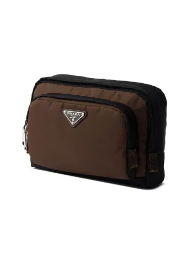 Prada Men's Re-Nylon Pouch - Brown | Thumbnail 2 Prada Men's Re-Nylon Pouch - Brown | Thumbnail 2