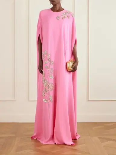 Oscar de la Renta Cape-effect Embellished Silk-blend Gown | Thumbnail 2 Oscar de la Renta Cape-effect Embellished Silk-blend Gown | Thumbnail 2