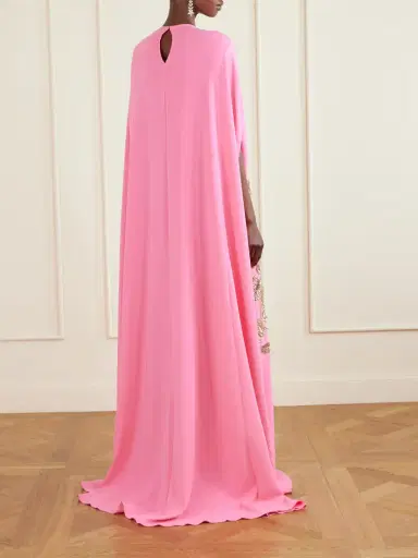 Oscar de la Renta Cape-effect Embellished Silk-blend Gown | Thumbnail 3 Oscar de la Renta Cape-effect Embellished Silk-blend Gown | Thumbnail 3