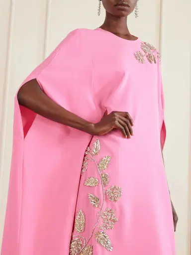 Oscar de la Renta Cape-effect Embellished Silk-blend Gown | Thumbnail 4 Oscar de la Renta Cape-effect Embellished Silk-blend Gown | Thumbnail 4