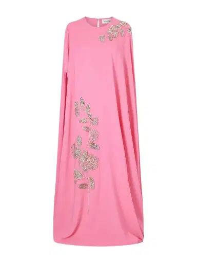 Oscar de la Renta Cape-effect Embellished Silk-blend Gown | Thumbnail 1 Oscar de la Renta Cape-effect Embellished Silk-blend Gown | Thumbnail 1
