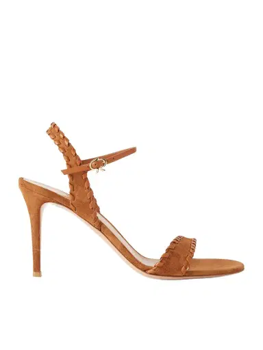 Gianvito Rossi 85 Whipstitched Leather-trimmed Suede Sandals | Thumbnail 1 Gianvito Rossi 85 Whipstitched Leather-trimmed Suede Sandals | Thumbnail 1