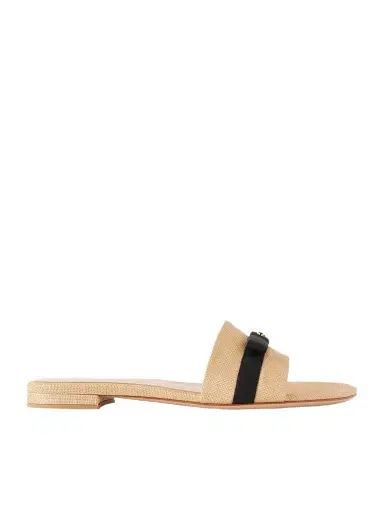 Gianvito Rossi Grosgrain-trimmed Raffia Slides | Thumbnail 1 Gianvito Rossi Grosgrain-trimmed Raffia Slides | Thumbnail 1