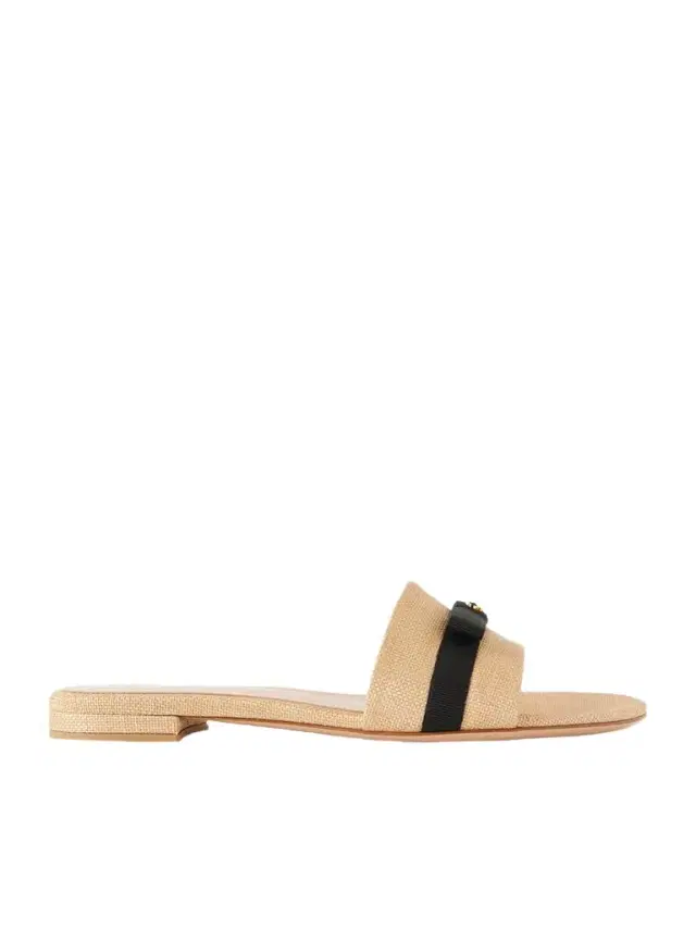 Grosgrain-trimmed Raffia Slides Grosgrain-trimmed Raffia Slides
