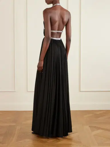 Alaïa Pleated Metallic Elaphe-trimmed Jersey Gown | Thumbnail 3 Alaïa Pleated Metallic Elaphe-trimmed Jersey Gown | Thumbnail 3
