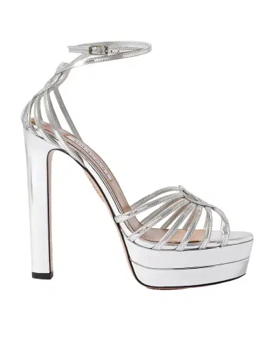 Aquazzura Sweetheart 130 Metallic Leather Platform Sandals | Thumbnail 1 Aquazzura Sweetheart 130 Metallic Leather Platform Sandals | Thumbnail 1