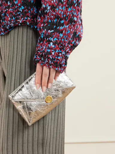Dries Van Noten Metallic Crinkled-leather Clutch | Thumbnail 2 Dries Van Noten Metallic Crinkled-leather Clutch | Thumbnail 2
