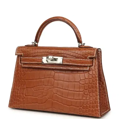HERMÈS Hermes Special Order (HSS) Kelly Sellier 20 Gold Verso Matte Alligator Mississippiensis Palladium Hardware | Thumbnail 3 HERMÈS Hermes Special Order (HSS) Kelly Sellier 20 Gold Verso Matte Alligator Mississippiensis Palladium Hardware | Thumbnail 3